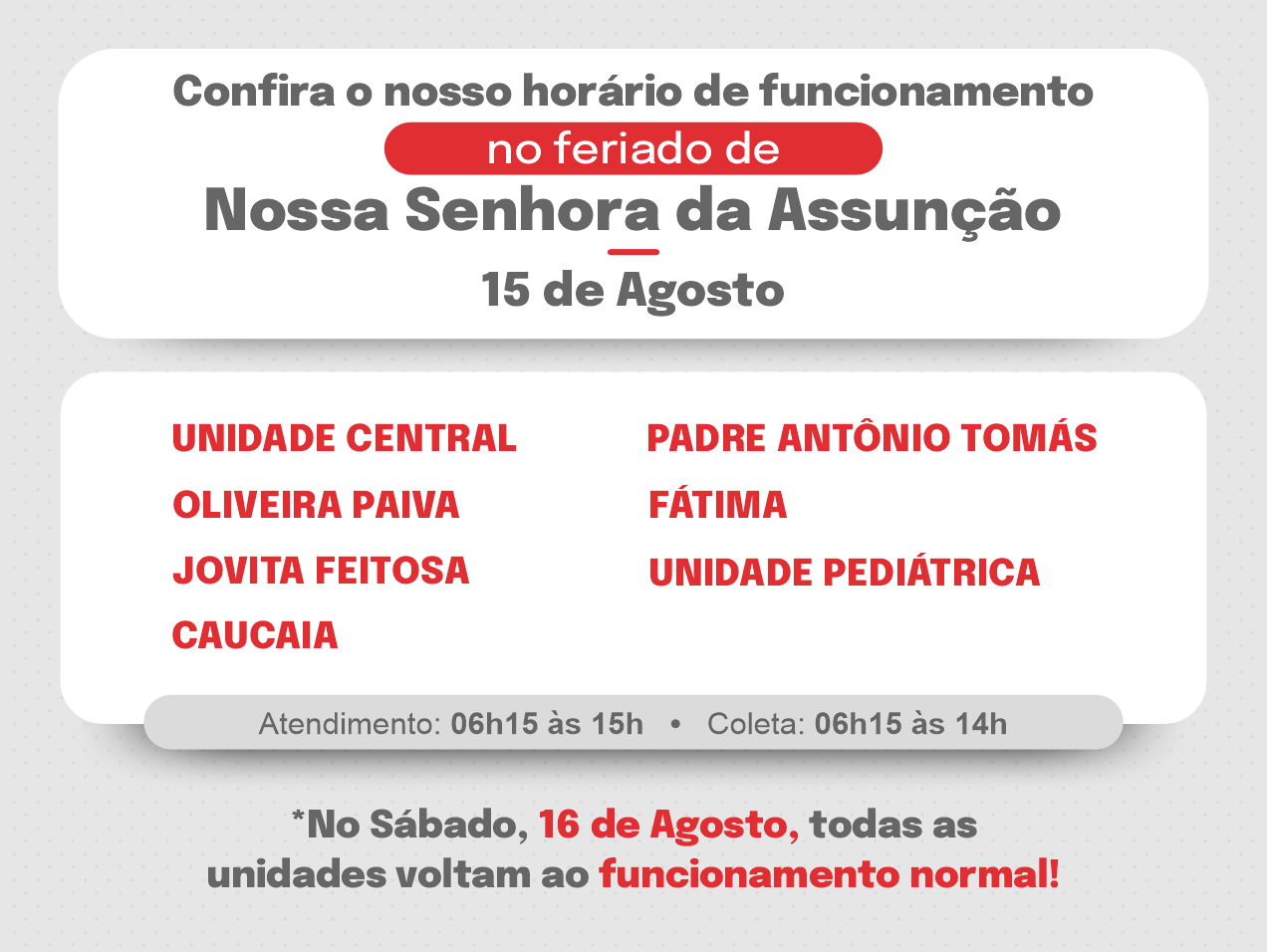 Banner horario de funcionamento